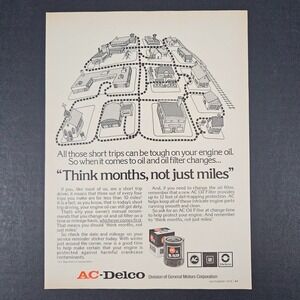 1974 AC Delco Oil Filters Vintage Print Ad GM General Motors Mancave Garage Shop